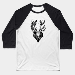 Stag Deer Wild Animal Nature Illustration Art Tattoo Baseball T-Shirt